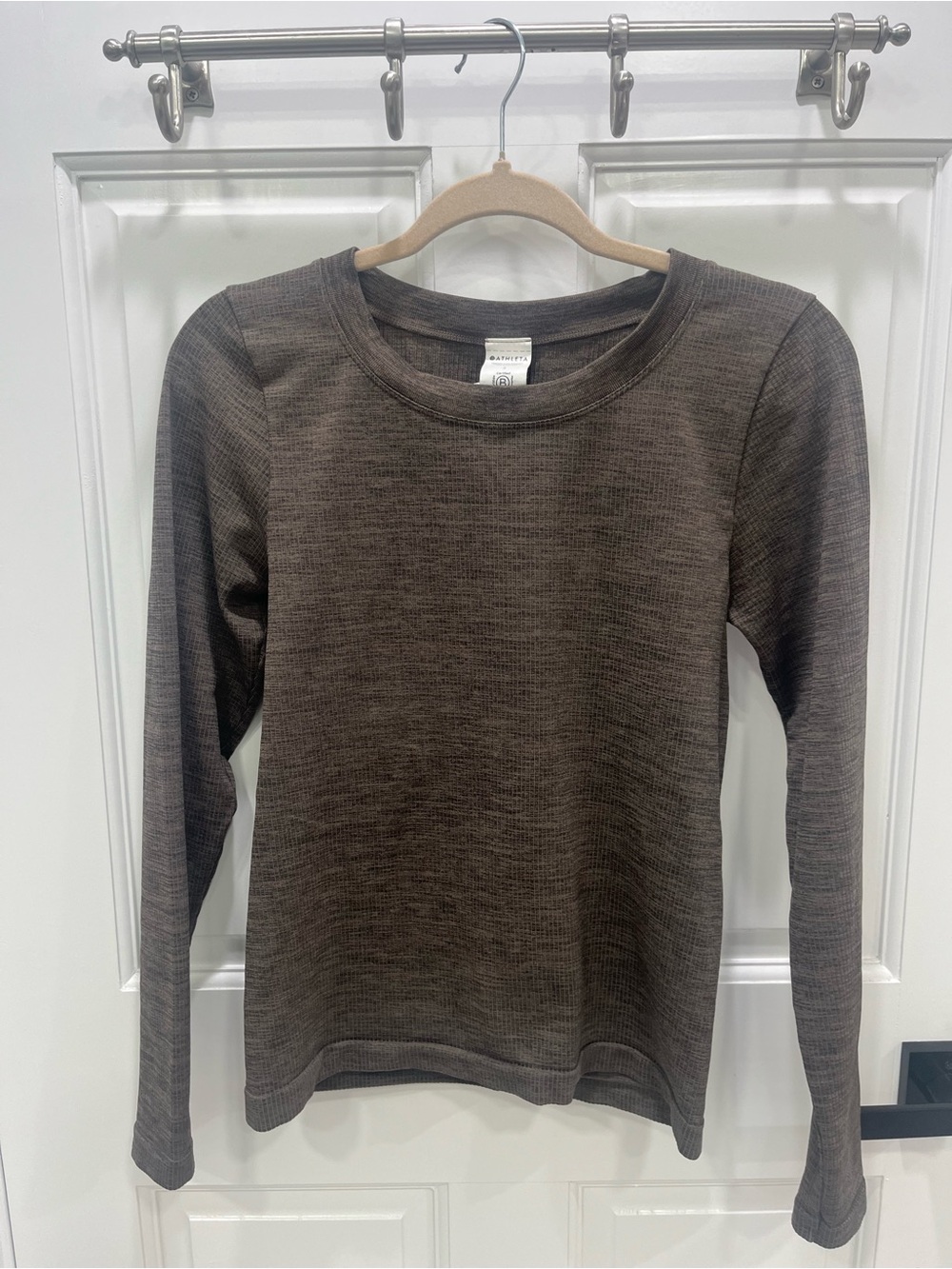 Athleta Long-Sleeve Crewneck Top — Brown Heather